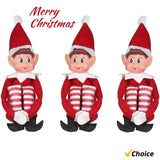 3Pcs New Red Christmas Elf Doll Rainbow Ornament Christmas Decoration Novelty Naughty Boy Christmas Elf Christmas Gift for Kids